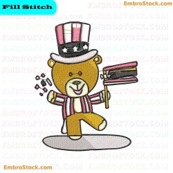 4Th July Celebratory Teddy Bear Embroidery Design 4