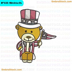 4Th July Patriotic Teddy Bear Embroidery Design 3