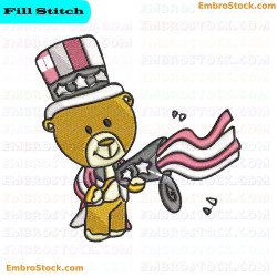 4Th Of July Celebratory Teddy Bear Embroidery Design 6