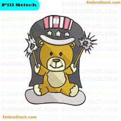 4Th Of July Celebratory Teddy Bear Embroidery Design 8