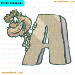 A Letter With Caveman Embroidery Design 1