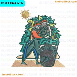 Agricultural Worker Embroidery Design 10