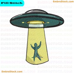 Alien Abduction Embroidery Design 7