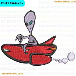 Alien In Spaceship Embroidery Design 8