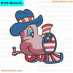 American Flag Train Embroidery Design 4