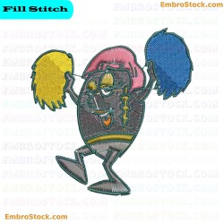 American Football Cheerleader Character Embroidery Design 2