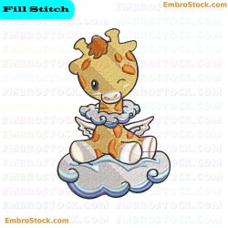 Angel Giraffe Embroidery Design 5