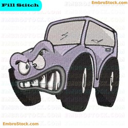 Angry Car Embroidery Design 5