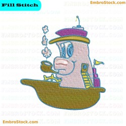 Animated Character Ship Embroidery Design 3