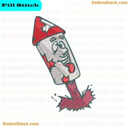 Animated Fireworks Rocket Embroidery Design 1