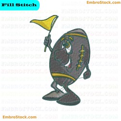 Animated Rugby Ball Character Embroidery Design 1