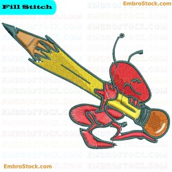 Ant Carrying Pencil Embroidery Design 2