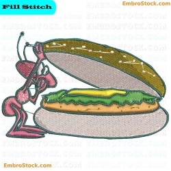 Ant Lifting Sandwich Bun Embroidery Design 10