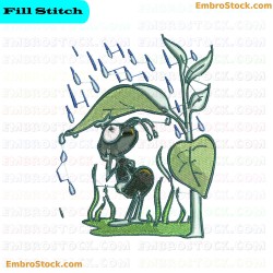 Ant Under Plant Leaf Embroidery Design 2