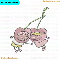 Anthropomorphic Cherry Embroidery Design 6