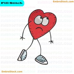 Anthropomorphic Heart Embroidery Design 16