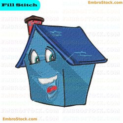 Anthropomorphic House Embroidery Design 11