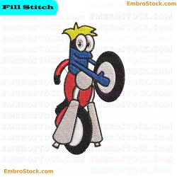 Anthropomorphic Scooter Character Embroidery Design 7