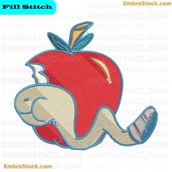 Apple And Worm Embroidery Design 3