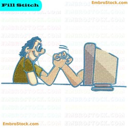 Arm Wrestling Between Human And Computer Embroidery Design 3