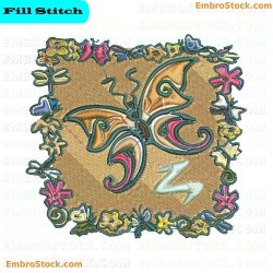 Art Nouveau Butterfly Embroidery Design 12