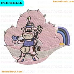 Artist Cow Embroidery Design 15