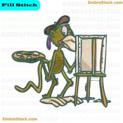 Artist Monkey Embroidery Design 6