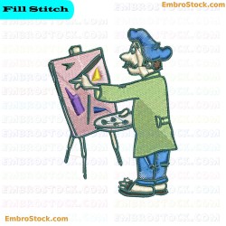 Artist Painting A Canvas Embroidery Design 7