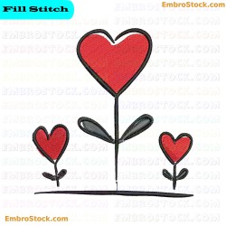 Artistic Heart Flowers Embroidery Design 9