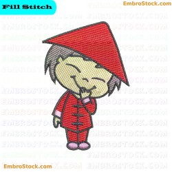 Asian Child Embroidery Design 6