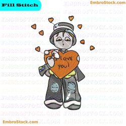 Astronaut Love Embroidery Design 8