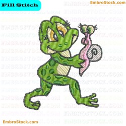 Athletic Frog Embroidery Design 2