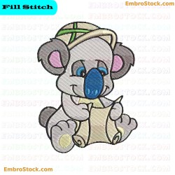 Australian Koala Holding Paper Embroidery Design 7