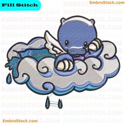 Baby Angel Bear On Cloud Embroidery Design 7