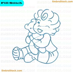 Baby Boy Hugging Teddy Bear Embroidery Design 9