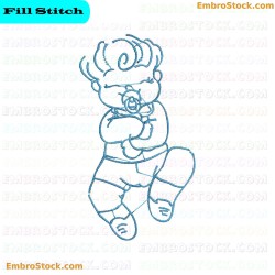 Baby Boy Sketch Embroidery Design 1