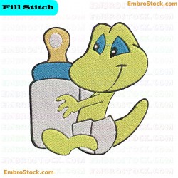 Baby Dinosaur With Feeding Bottle Embroidery Design 7