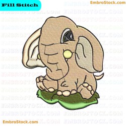 Baby Elephant Embroidery Design 1