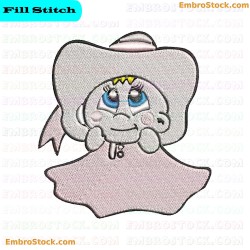 Baby Girl Character Embroidery Design 6