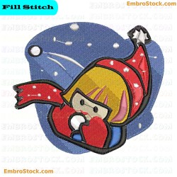 Baby Girl In Winter Embroidery Design 3