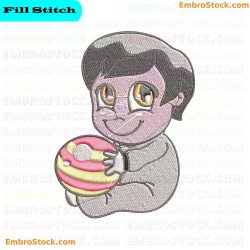 Baby Holding A Colorful Ball Embroidery Design 43