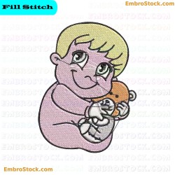 Baby Hugging Teddy Bear Embroidery Design 40