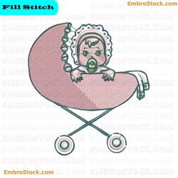 Baby In Stroller Embroidery Design 15