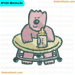 Baby In Walker Embroidery Design 8