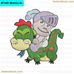 Baby Knight And Dragon Embroidery Design 8