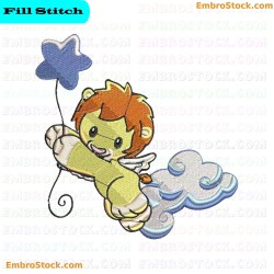 Baby Lion Angel Embroidery Design 1