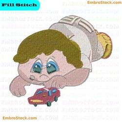 Baby Playing With Toy Car Embroidery Design 7