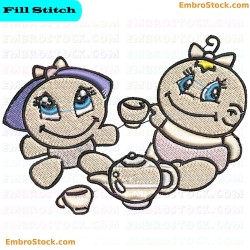 Baby Tea Party Embroidery Design 1