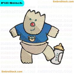 Baby Wearing Diaper And Beside Milk Bottle Embroidery Design 33
