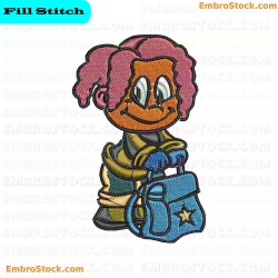 Back To School Cartoon Character Embroidery Design 3